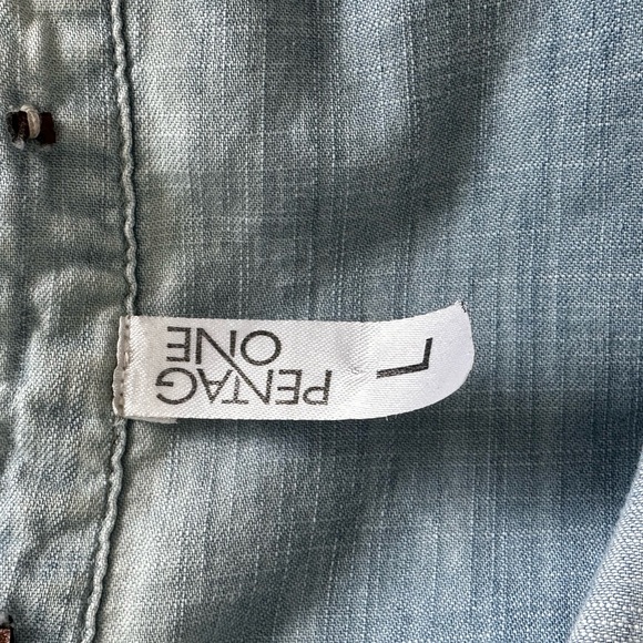 Pentag One Soft Chambray Button Down Shirt Light Wash Denim Blouse S - Picture 3 of 4